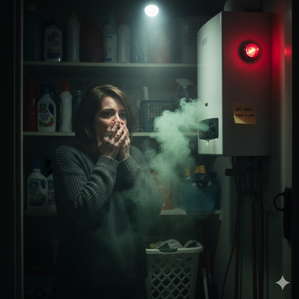 Gas leak emergency in a cupboard.